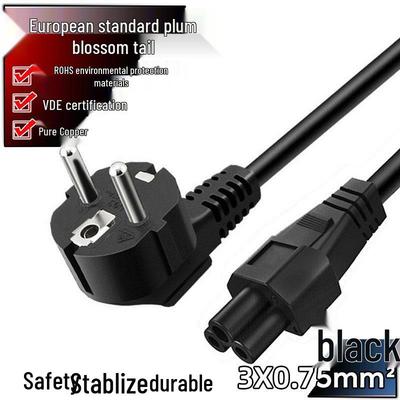 European Standard VDE Certified Pure Copper Three-Core Cloverleaf Power Cord for Laptop Adapters