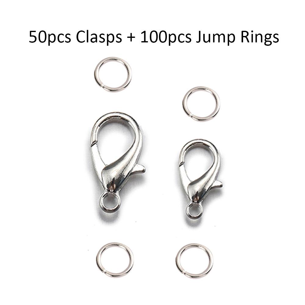 50sets 10/14mm Lobster Clasps Jump Rings for Bracelet Necklace Hooks Chain Closure Keychain End Connector DIY Jewelry Making