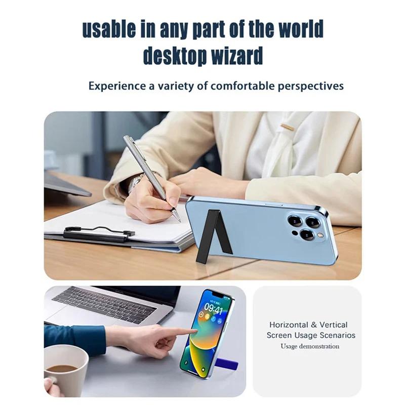 Ultra-Thin Metal Folding Phone Holder Alloy Invisible Back Stick Phone Desktop Holder Portable Mobile Support Phone Stand