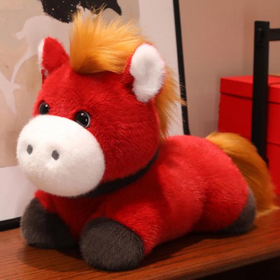 2026 Year of The Horse Plush Toy Red Zodiac Stuffed Animal with PP Cotton Filling Chinese New Year Gift for Office Home Decor