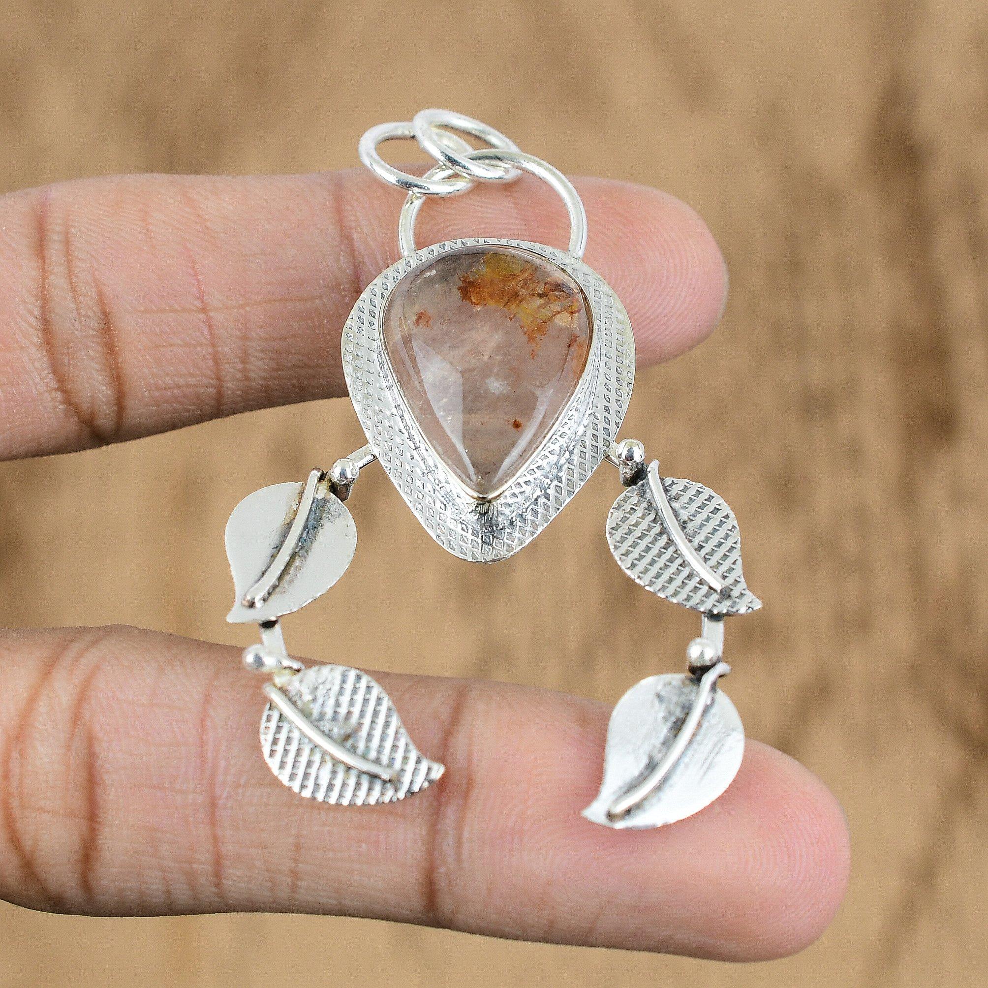 

Wedding Gift For Her 925 Silver Natural Elestial Quartz Gemstone Pendant