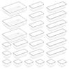 Lifewit 25 PCS Drawer Organizer Set Clear Plastic Desk Drawer Dividers Tradeless Storage Box for Jewelry and Divider Box for Office Makeup, Gadgets,