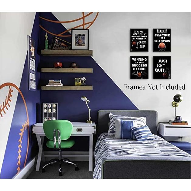 LNLAGBO pirational Basketball Wall Art Prints,Basketball Art Prints,Sports Canvas Posters for Sports Fans Boys Guys Room Dorm Bedroom Wall Decor,Set