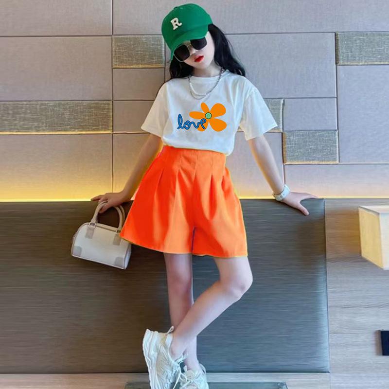 Neues stilvolles Sommer-Outfit für Mädchen Set Modisches Zweiteiler-Set für ältere Kinder