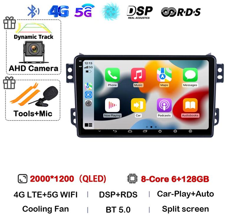 Android 14 Carplay Auto WIFI+4G For OPEL Agila SUZUKI Splash Ritz 2008-2014 Car Radio Multimedia Player GPS Navigation Stereo BT