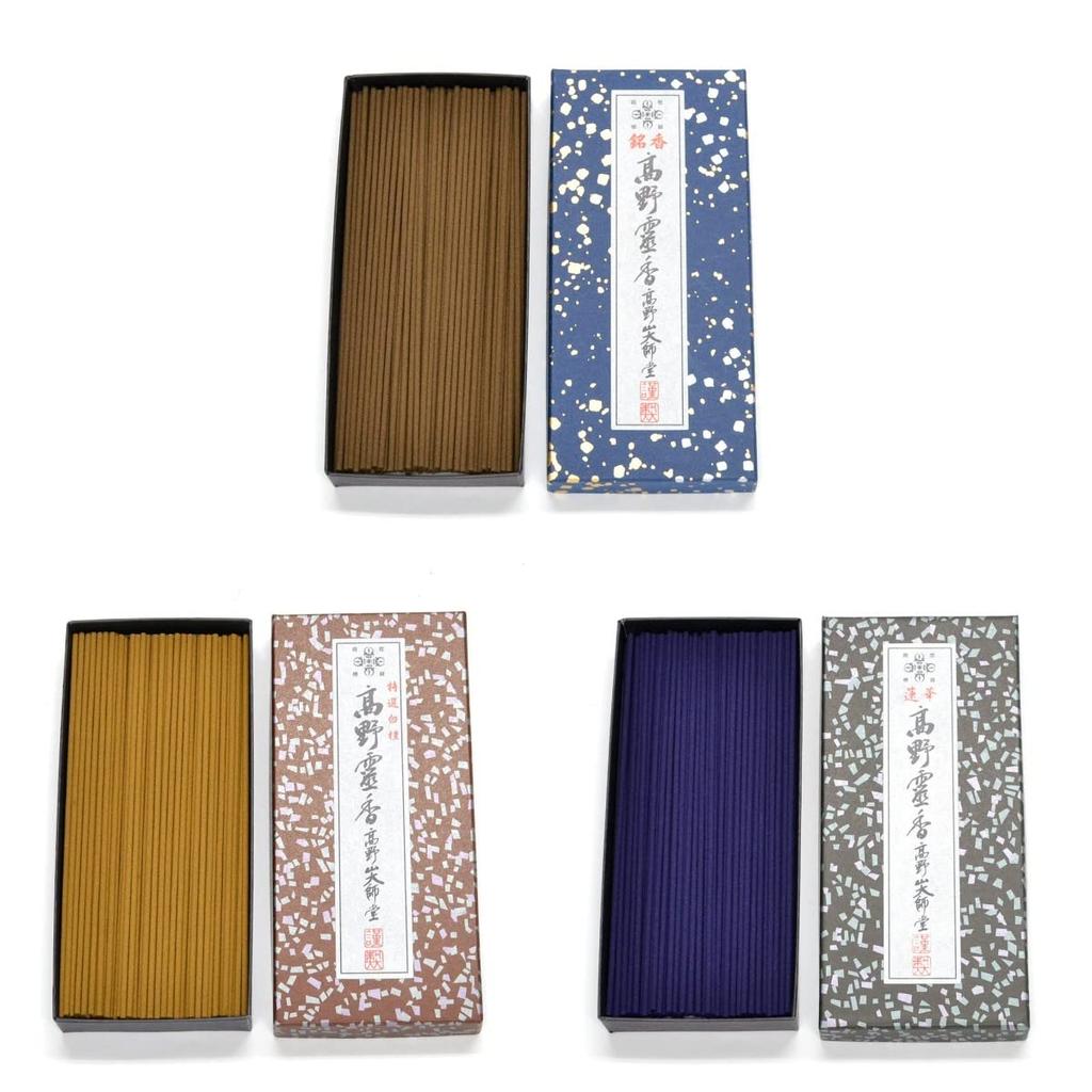 Koyasan Daishido Incense Sticks Takano Reika Specially Selected 3 Types Set (premium Incense, Sandalwood, Lotus) (6)
