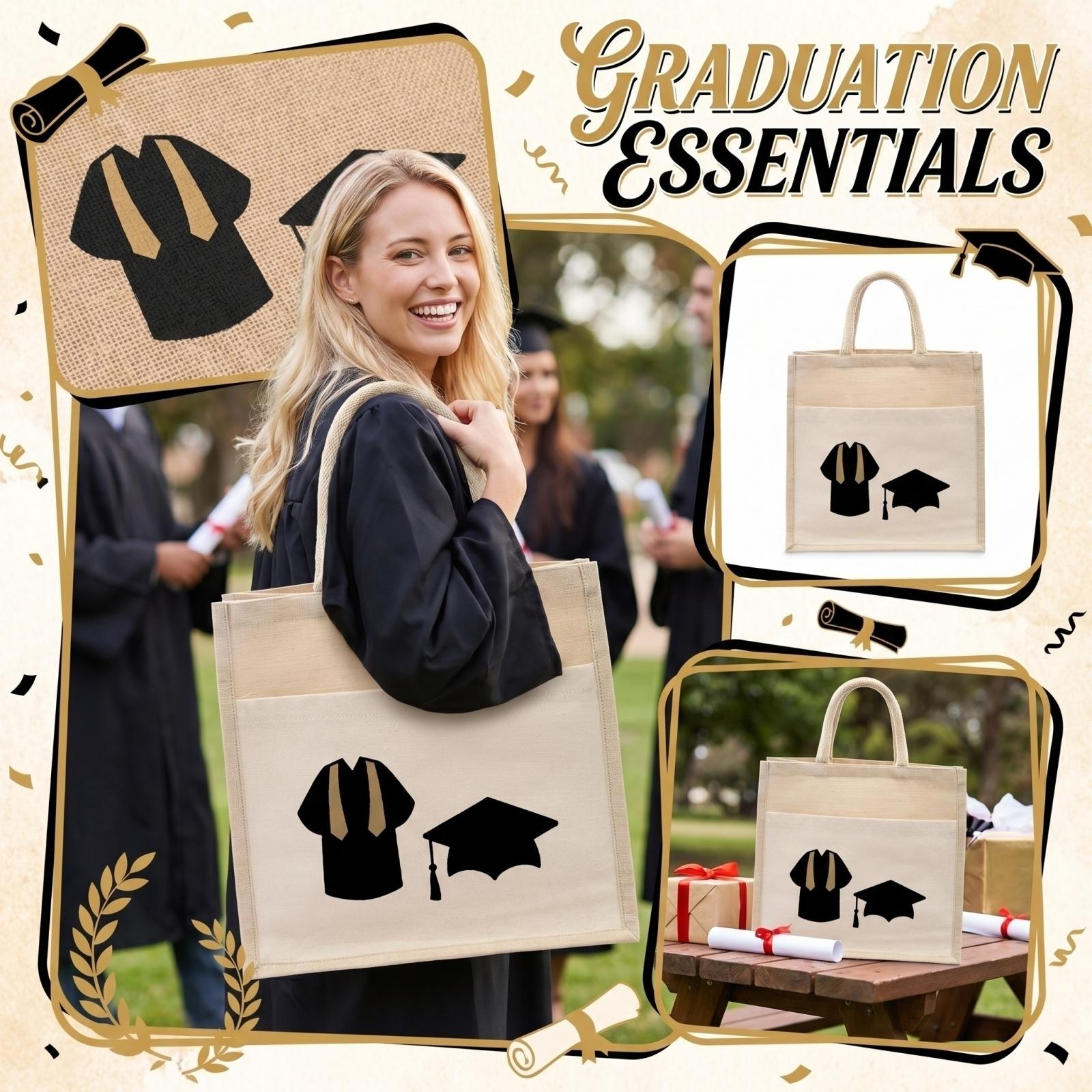 

Graduation Printed Collection Graduation Theme Handbag Party Yellow Hemp Bag One Size
