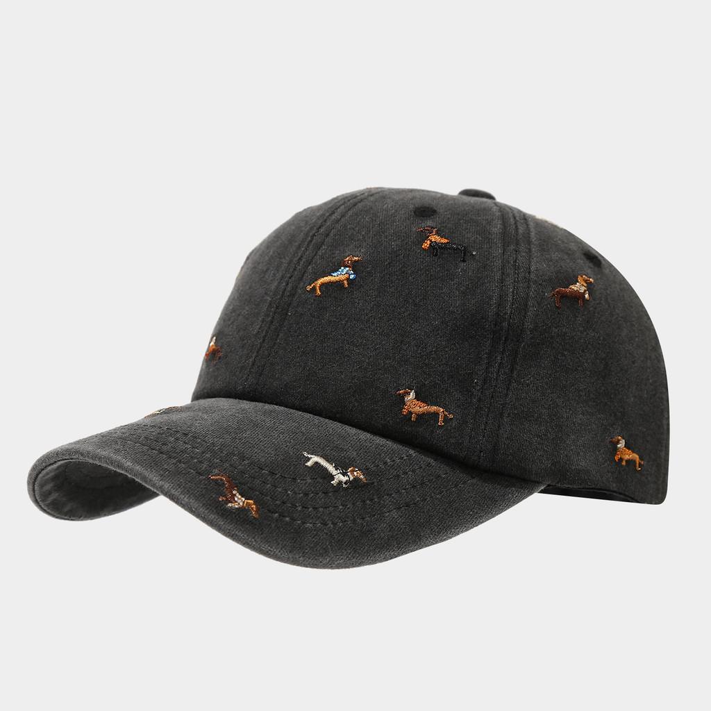 

Streetwear Dog Embroidered Baseball Cap With Adjustable Fit For Casual Outdoor Use чёрный