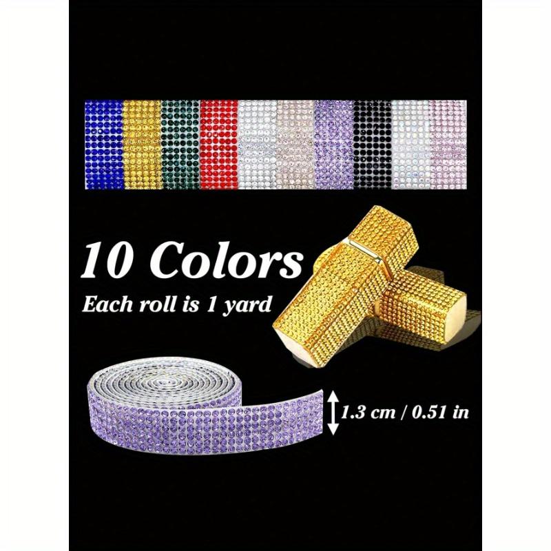 1 Yard 6 Rows of Crystal Rhinestone Strips - Self-Adhesive, Sparkling Stickers, Suitable for DIY Art, Crafts, Wedding and Holiday Party Decoration
