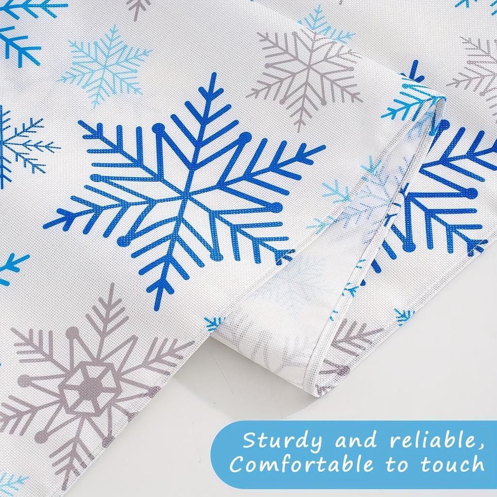 Christmas Blue Silver Snowflake Linen Table Runner Party Decor Winter Holiday Kitchen Dining Table Runner Christmas Decorations