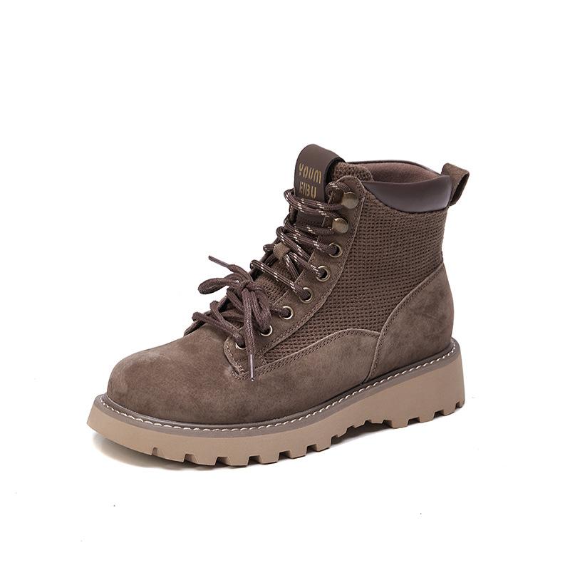 

Новые ботинки на толстой подошве с увеличением роста для женщин, уличные мотоботы, короткие ботинки и обувь для походов Fits 40 кофейный