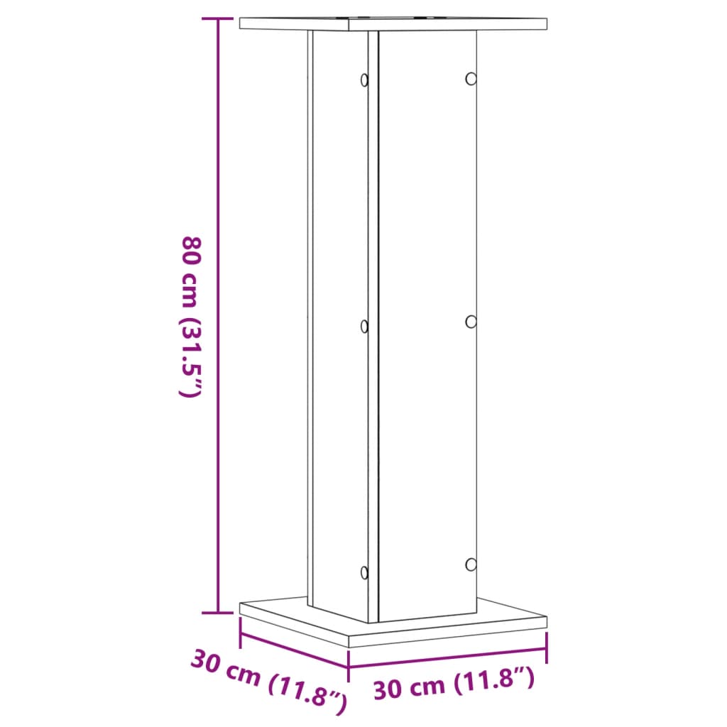 Speaker Stands (2 Pcs) Grey Sonoma 30x30x80 Cm Particleboard