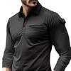 European American Style Men's Spring Autumn Top Long Sleeve Polo Shirt Arm Pocket Epaulet Sports T-shirt