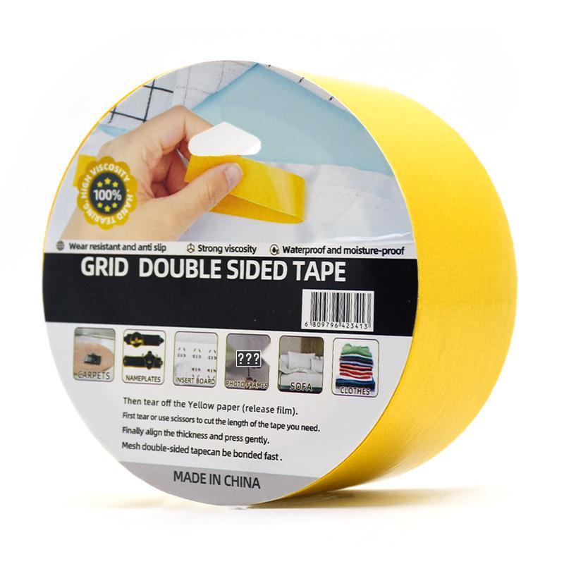 Grid Clear High-Adhesion Carpet Tape: Double-Sided, Residue-Free, Wear-Resistant, Waterproof Fabric-Based Adhesive.