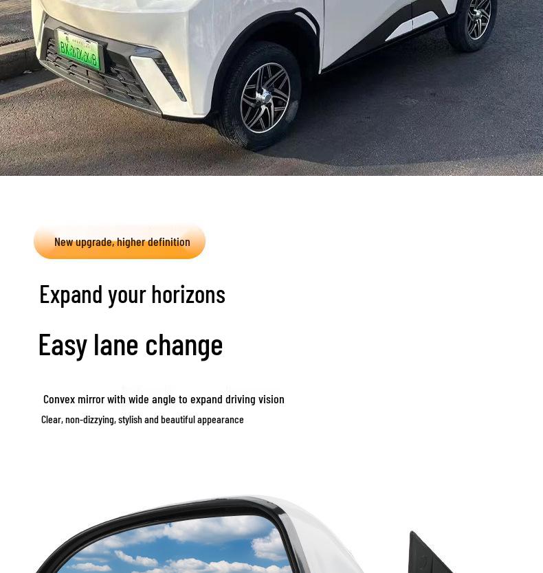 HD Rearview Mirror for Seagull Electric Four-Wheeler: Wide-View Convex Reversing Mirror