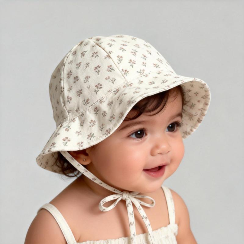 Baby Girls Sun Hat 46-48cm 6-24 Months Spring Summer Infant Girl's Fisherman Caps Breathable Outdoor Solid Color UV Protection