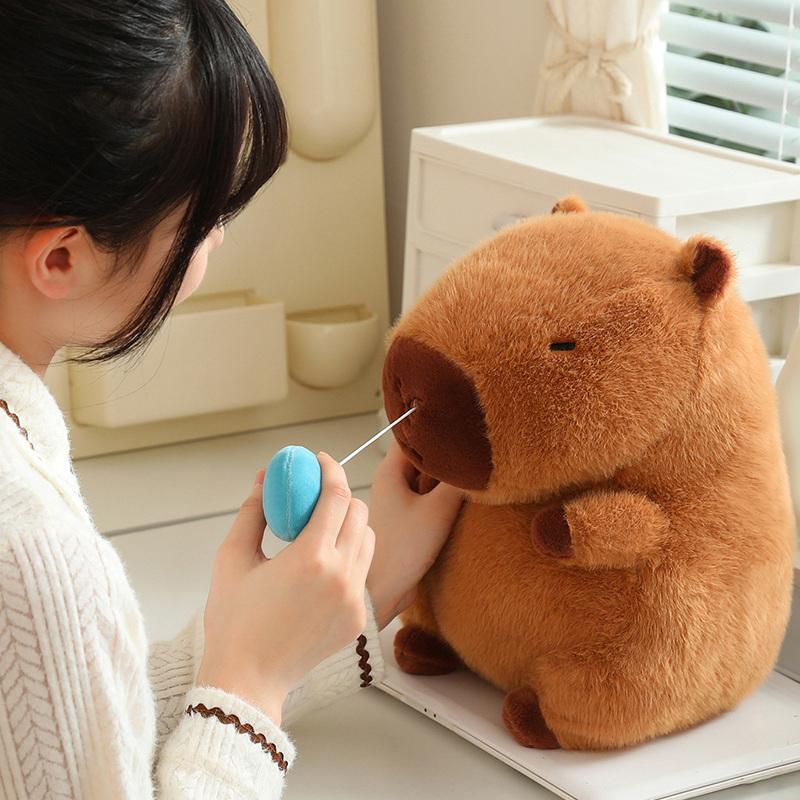Kawaii Snotty Capybara Plush Toy Simulation Animals with Stretchable Nasal Mucus Capibara Pillow Soft Stuffed Doll Child Gift