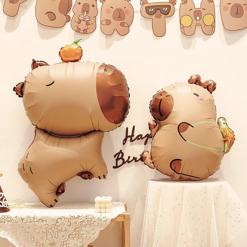 1-10PCS Capybara Aluminium Film Balloon Bar Balloons Capybara Balloons for Baby Shower Decoration Baras Globos De Capibara