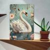 Vintage Swan Metal Tin Sign 8x12, Elegant Floral Wall Art Waterproof Iron Plaque Decor Living Room Bedroom Garden