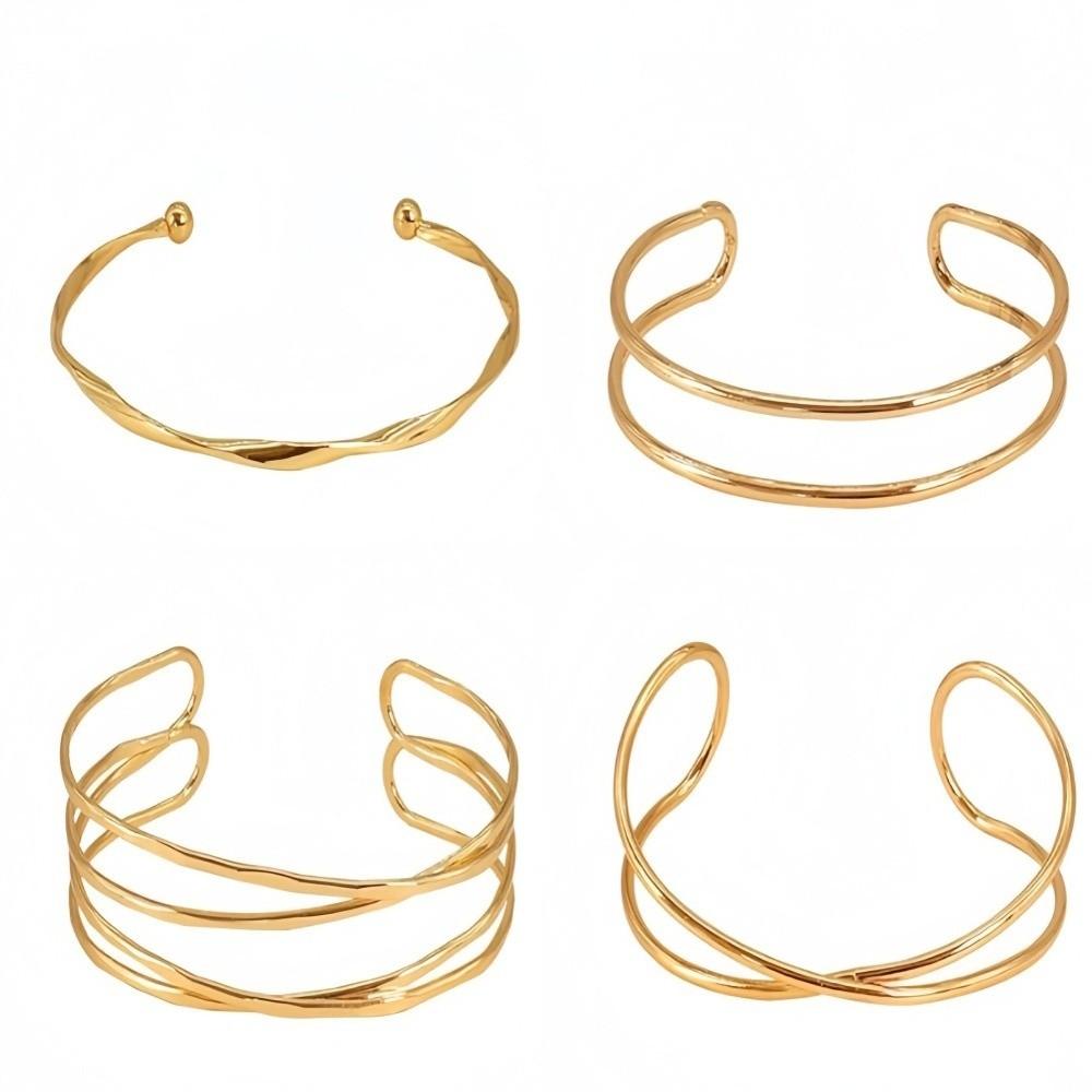 4/6pcs Bangle Jewelry Arm Bracelet Geometric Upper Arm Bracelet Adjustable Cuff Bracelet  Women