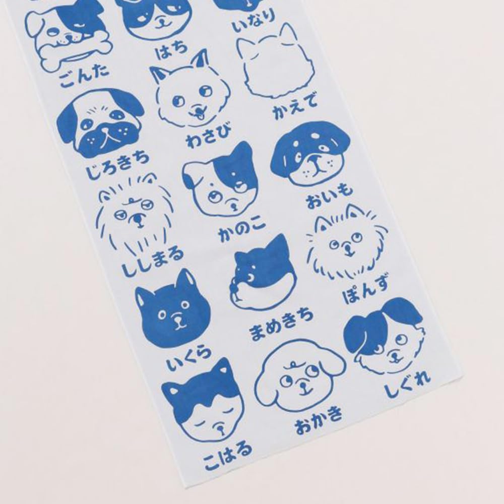 7JRP5336 Dog Tenugui Hand Made In Modern Japanese Suitable for and Day Wamonoya Kaya Favolic Towel, Japan, Chū-sen Dyed, Men's, Style, Hand-Dyed,
