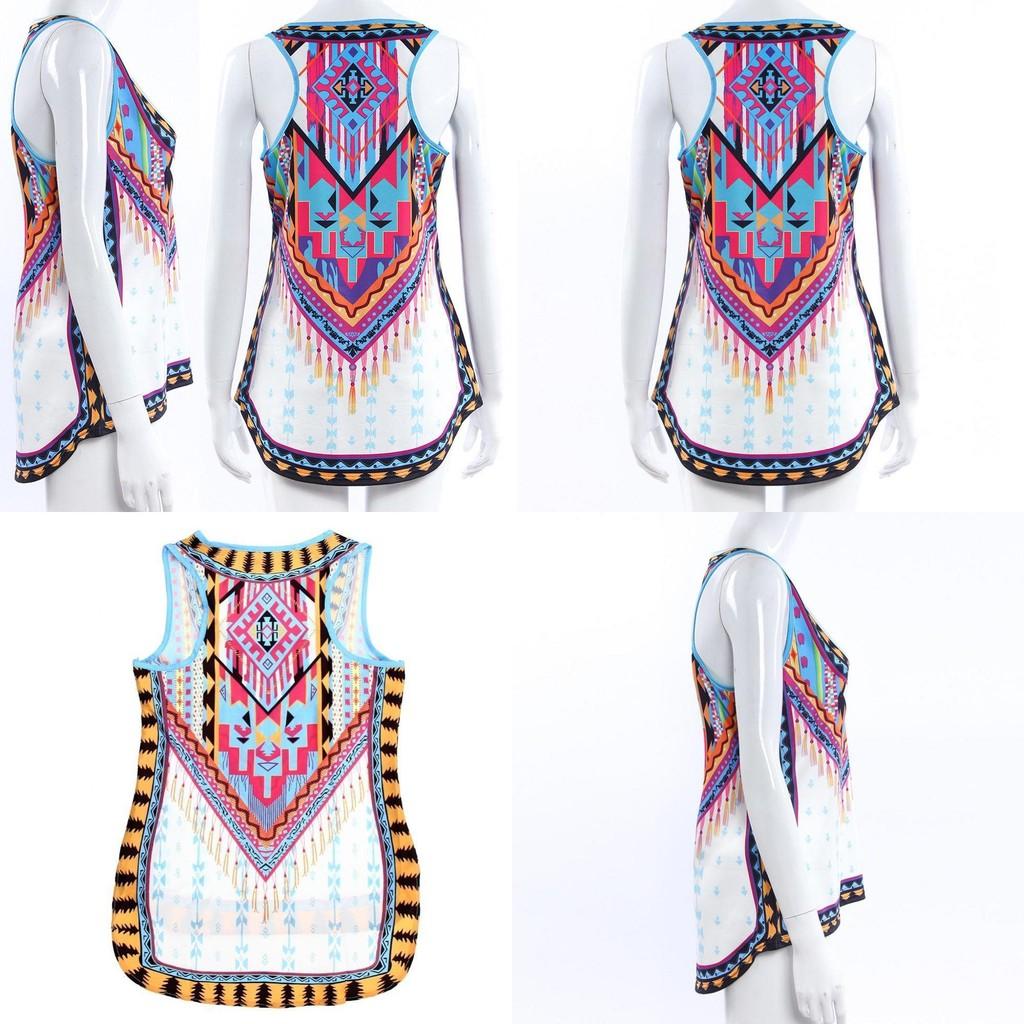 New Stylish European American Sleeveless Vintage Print Tank Top Plus Size