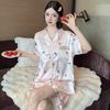 Pink Pajamas Butterfly Element Printing Cool Ice Silk Loungewear Can Be Worn Outside Simple Wind Two-Piece Set