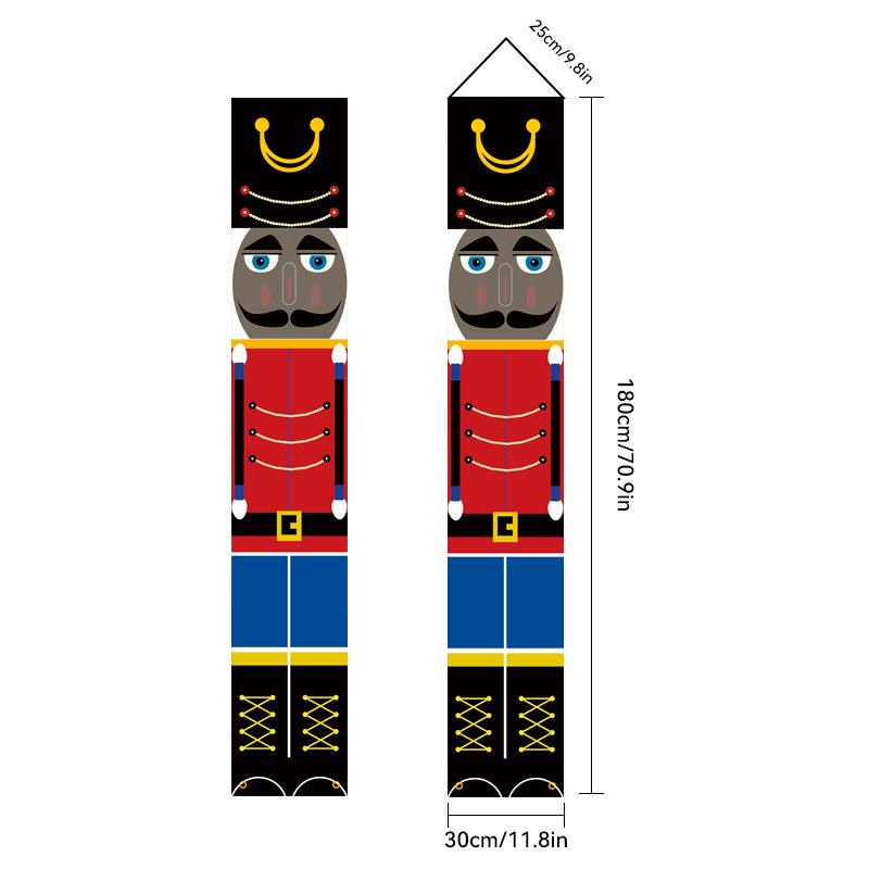 New Christmas Couplets Santa Claus Soldier Outdoor Decoration Door Curtain Hanging Flag 300D Oxford Cloth Christmas Decoration