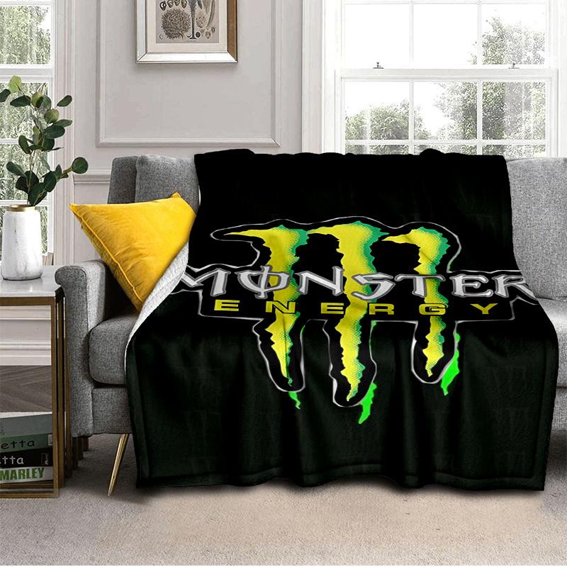 Výkonná energetická nápojová logo deka Vhodná na pohovky, postele, kancelárie a kempovanie - Perfektný darček na Halloween Vianoce