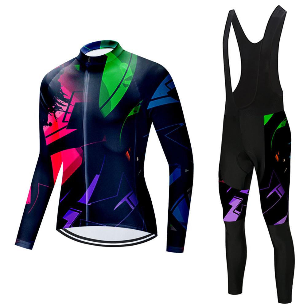 Set Long Sleeve Top Strap Pants Cycling Suit 2026 Autumn Breathable Cycling Suit Set