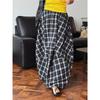 Johnature Summer Japanese Casual Plaid Skirt Three-dimensional Silhouette Fluffy Long Skirts Women
