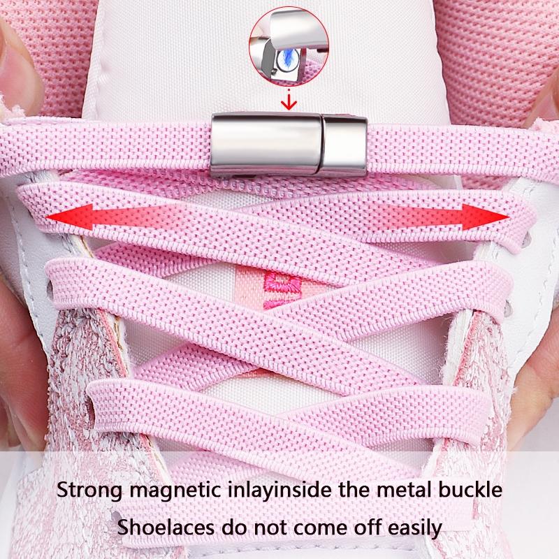 2Set Magnetic Shoe Laces Without Ties Flat Elastic Laces Sneakers Boots No Tie Shoelace Rubber Bands for Shoes Accessories