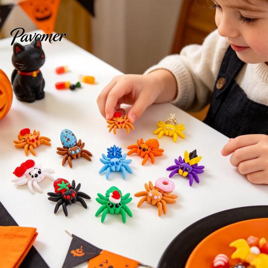 Scavenger Hunt Props 3D Printed Spider Egg Set with 10Pcs Articulated Small Spiders, Movable Joint Unique Holiday Gifts Figurines, Halloween