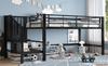 90 x 200 Halbhochbett mit Stauraumtreppe, Schwarz
