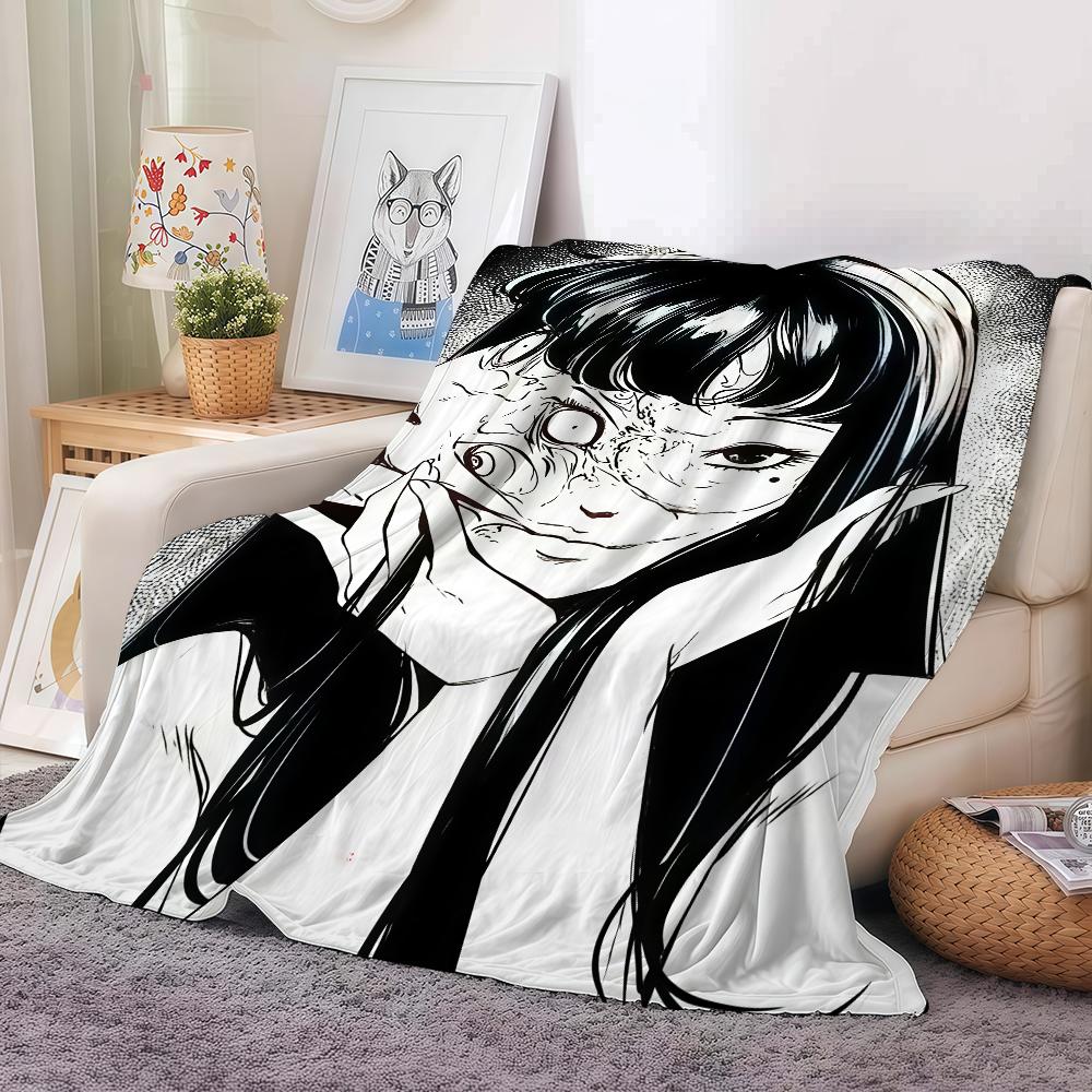 Horror anime Tomie Kawakami Blanket For Sofa Office Bed Plane Travel Sleep Read Relax Camping Soft And Warm