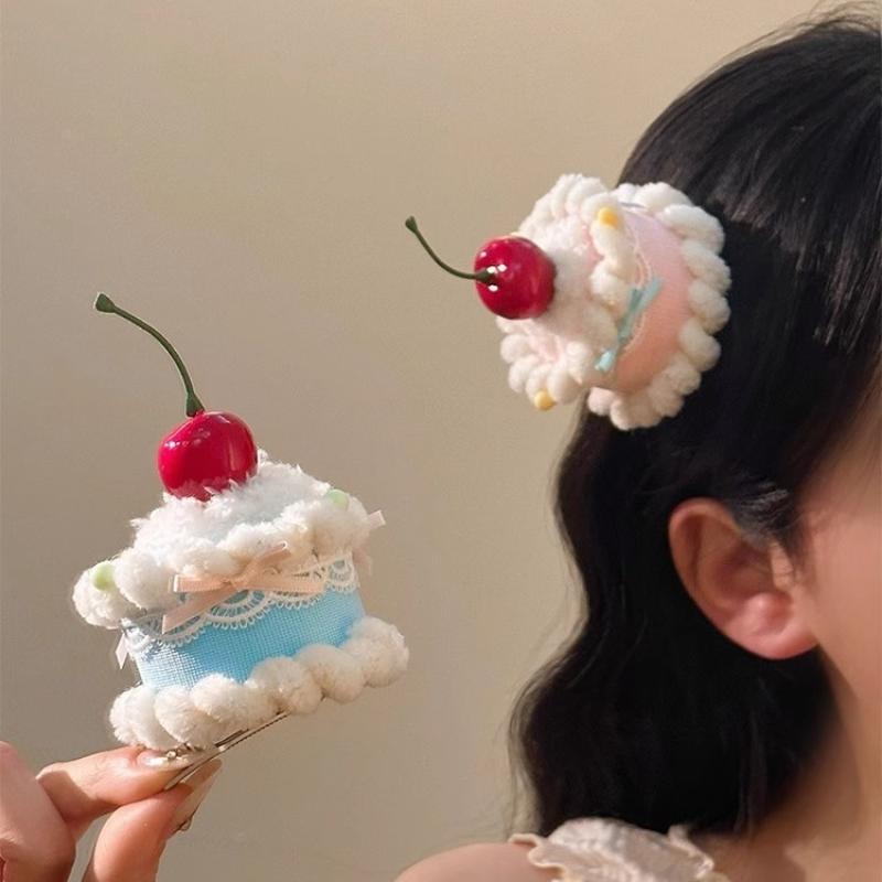 Cute Cherry Cake Hair Clip Women'S Birthday Hat Headwear Hairpin Photography Atmosphere Sense Props Hair Accessories Gift