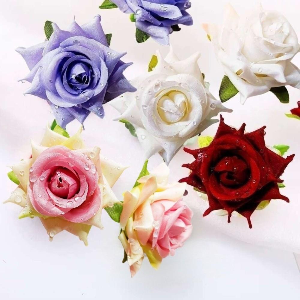 10pcs 3D Dew Drops Artificial Rose DIY Elegant Flower Arrangement  Valentine's Day Gift