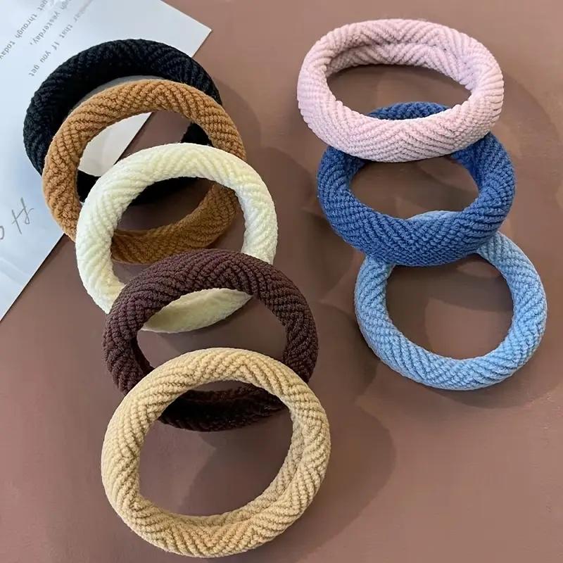 20Pcs High Elastic Hair Rope for Whoen Polychrome Bold Hair Band Thick Seamless Ponytail Rope Rubber Band Daily Hair Accessories