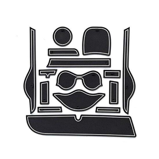 Rifoda Toyota Vitz 130 Series Door Pocket Mats Interior Rubber Console Luminous (2014-2020), Vehicle-Specific Mats, Mats, Non-Slip, (15 Pieces)