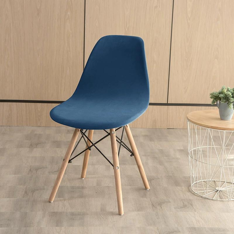 Velvet Shell Chair Cover Solid Color Stretch Armless Chair Covers Elastic Dining Seat Cover Home Hotel Party Banquet Wedding