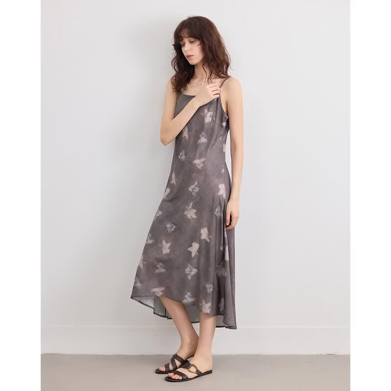 Elegant Summer Printed A-line Midi Cami Dress