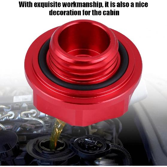 Acouto Automotive Replacement Oil Filler -Aluminium Alloy Oil Filler Cover Engine Fuel for Car (Red)