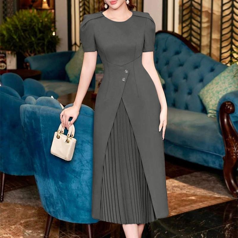 ZANZEA Women Summer Casual Round Neck Short Sleeve Dress