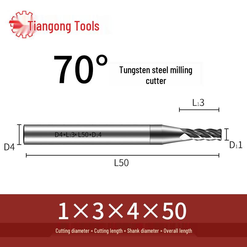Freză frontală CNC din carbură de tungsten Tiangong 70°: Precizie înaltă, Anti-vibrații, Fund plat, Freză cu patru muchii pentru oțel inoxidabil.