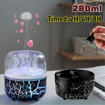 280ml Rotating Jellyfish Aroma Diffuser with Timer Jellyfish Air Humidifier Essential Oil Diffuser for Home Bedroom Spa Office