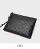 Men's Woven Leather Clutch Wallet - Large Capacity Soft Handbag & Phone Holder