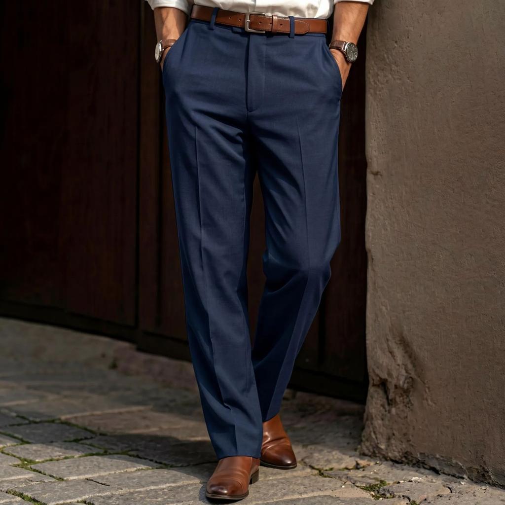 Herren einfarbige gerade Business Casual Pendler Anzughose