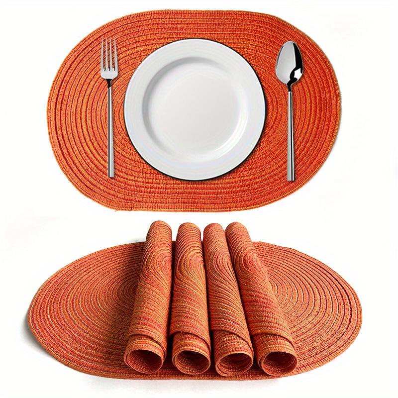 1/4/6PCS Green Oval Cotton Braided Table Place Mats Non-Slip Dining Table Coasters Big Kitchen Gift Set
