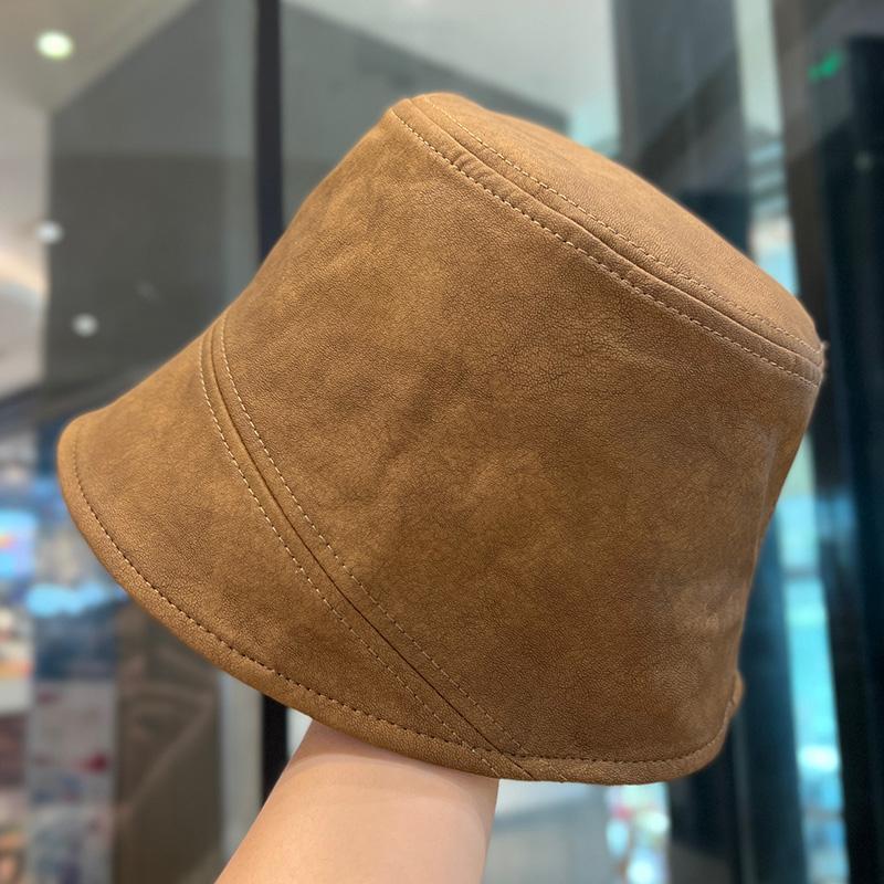 

Женская панама весна и осень новая из искусственной кожи универсальная простая панама однотонная с защитой лица шляпа-умывальник Adult average size (56-58cm)