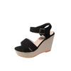High-heeled Wedge-heeled Fashion Cross-strap One-word Thick-soled Waterproof Table Versatile Women's Sandals